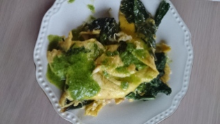 Chickweed Pesto on Egg & Fresh Swiss Chard